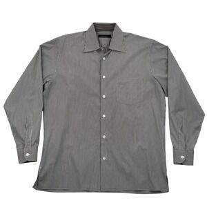 Ermenegildo Zegna Mens Button Down Shirt LRG Brown White Micro Check Office